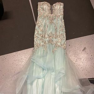 XS aqua sparkly mermaid gown